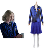 Adulte Wednesday Addams Wednesday Bleu Uniforme Scolaire Ensemble Cosplay Costume