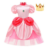 Enfant Super Mario Bros Peach Princess Cosplay Costume