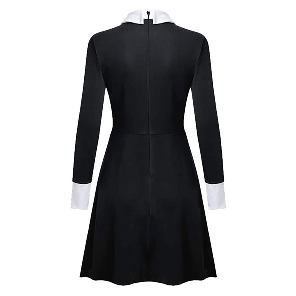 2022 TV Wednesday Addams Manches Longues Noires Robe Cosplay Costume Halloween Carnival
