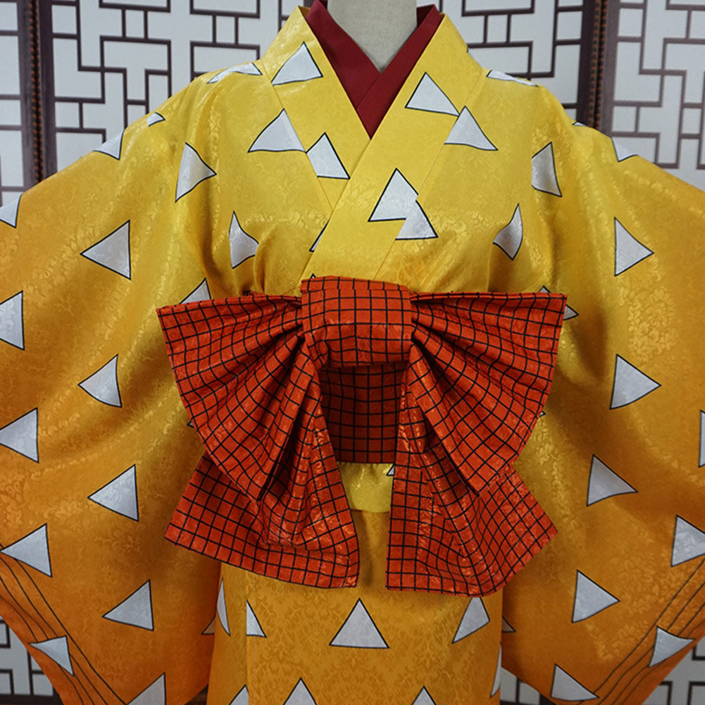 Les rôdeurs de la nuit Kimetsu no Yaiba S2 Agatsuma Zenitsu Kimono Cosplay Costume