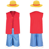 Enfant One Piece Luffy Tenue Rouge Cosplay Costume