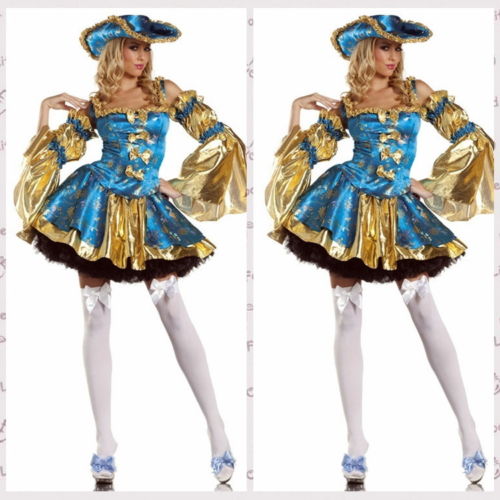 Halloween Sexy Bleu Pirate Luxury Taille d'Adult Cosplay Costume