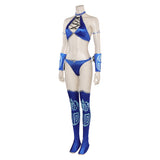 Jeu Mortal Kombat Kitana Maillot de Bain Bleu Cosplay Costume